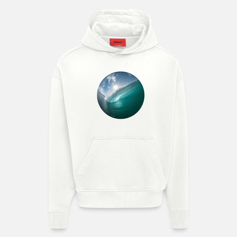 Brise-lames Plage Motif - Sweat à capuche bio épais oversize fabriqué en UE - OFF WHITE