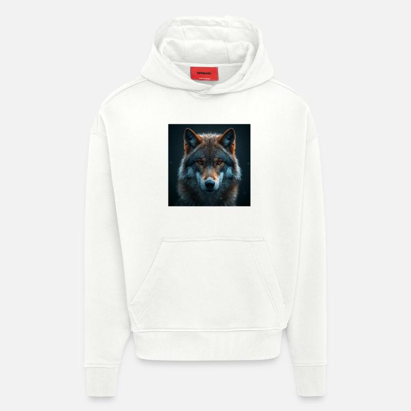 Majestätischer Wolf mit Feuerblick - Hoodie- made by SPREAD  - OFF WHITE