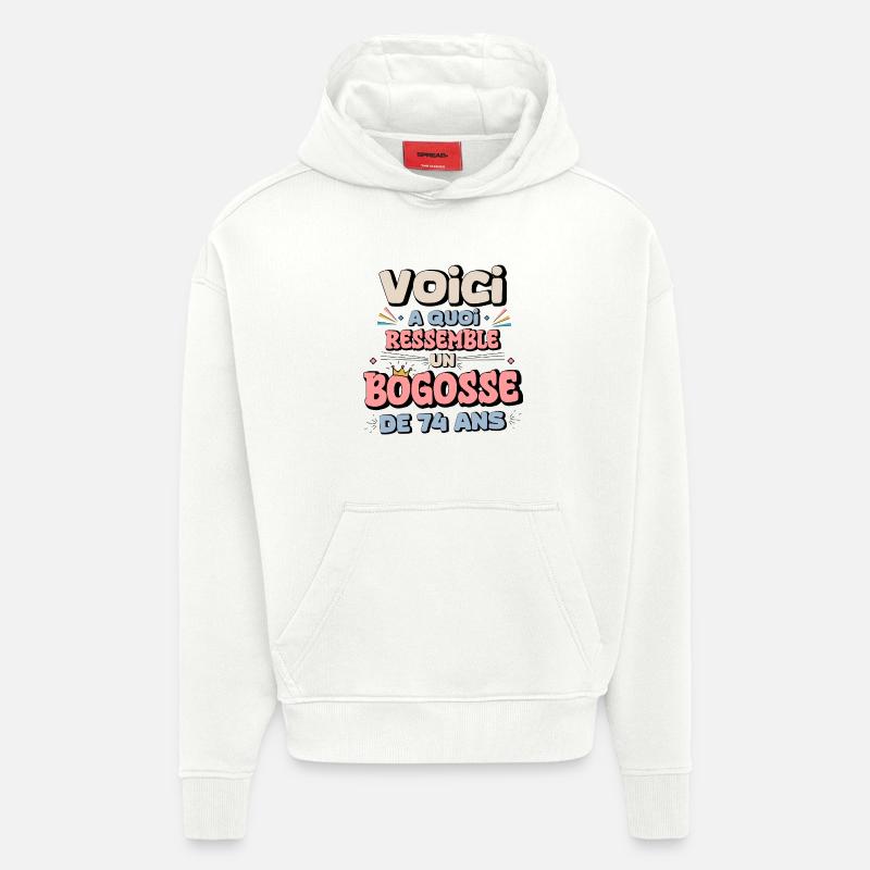 Message humoristique d'anniversaire enfant - Sweat à capuche bio épais oversize fabriqué en UE - OFF WHITE