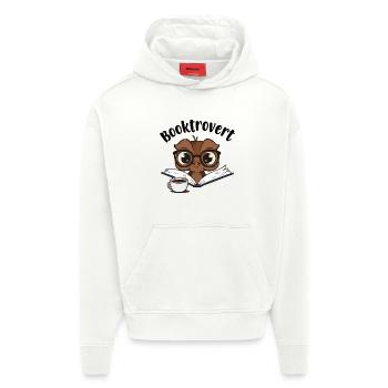 Booktrovert Eule mit Buch und Kaffee - Hoodie- made by SPREAD  - OFF WHITE - Vorne
