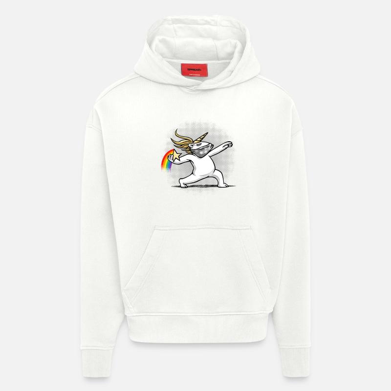 Einhorn wirft einen Regenbogen - Hoodie- made by SPREAD  - OFF WHITE