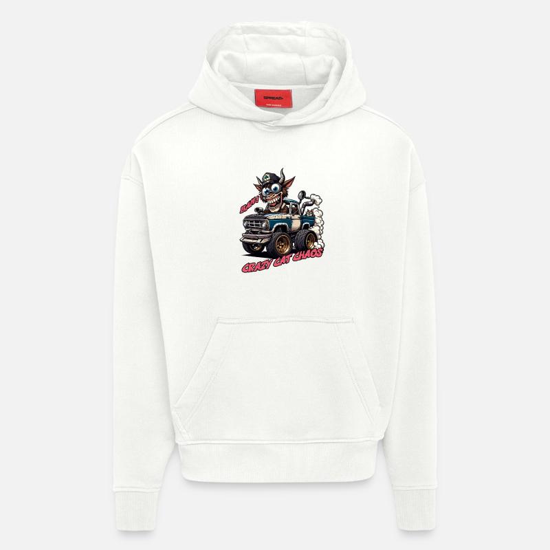 Crazy Cat Chaos Off-Road Design - Hoodie- made by SPREAD  - OFF WHITE