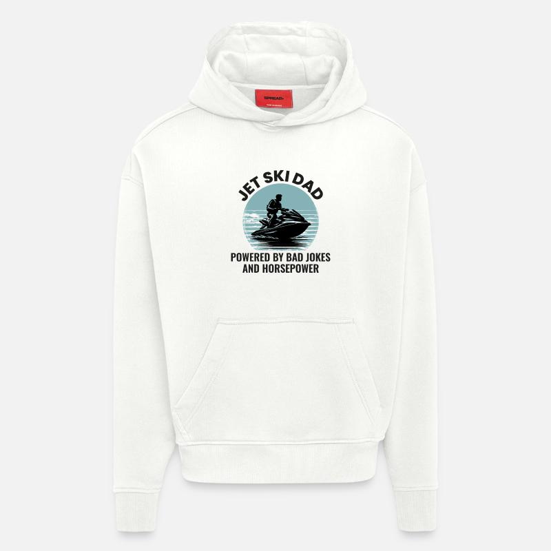 Drôle Jet Ski Papa Puissance - Sweat à capuche bio épais oversize fabriqué en UE - OFF WHITE