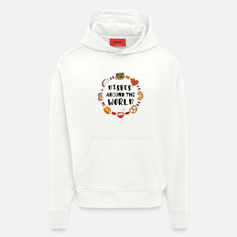 Plats du monde entier - Sweat à capuche bio épais oversize fabriqué en UE - OFF WHITE