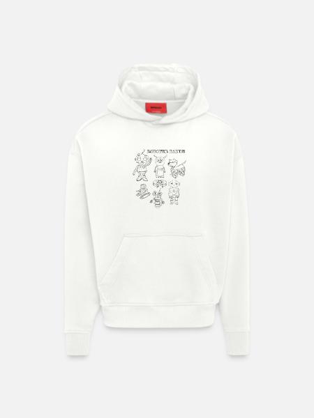 Plus de robots, plus de plaisir - Sweat à capuche bio épais oversize fabriqué en UE - OFF WHITE