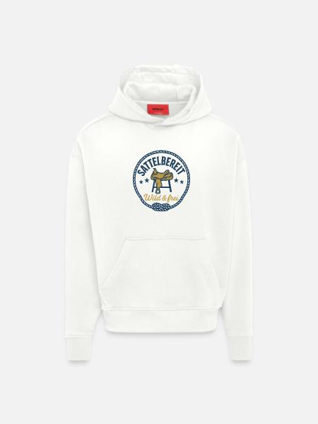 sattelbereit frei und wild pferd - Hoodie- made by SPREAD - OFF WHITE