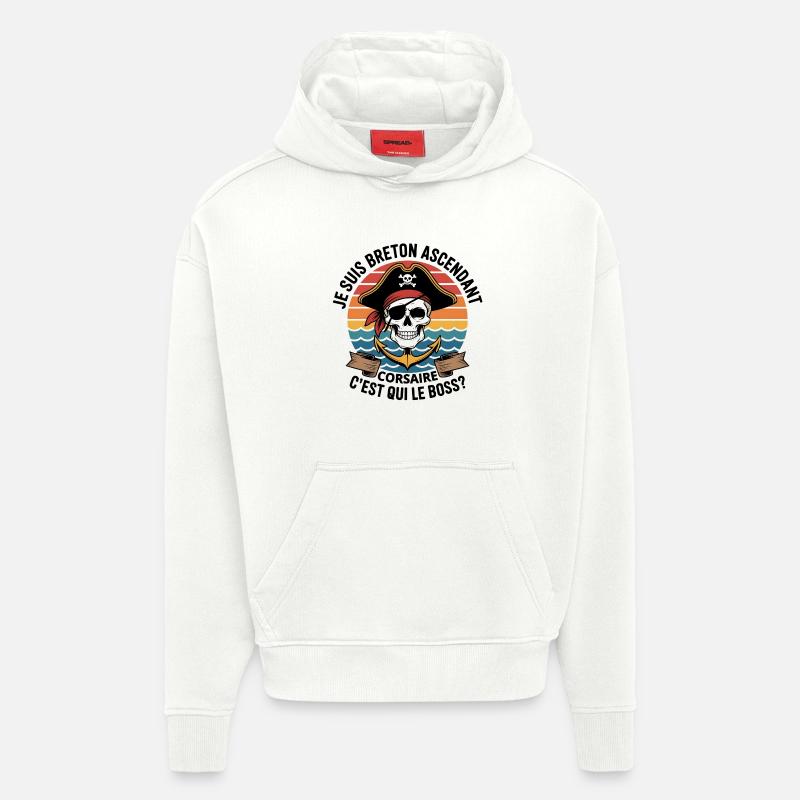 Piratenschädel mit bunter Anker - Hoodie- made by SPREAD  - OFF WHITE