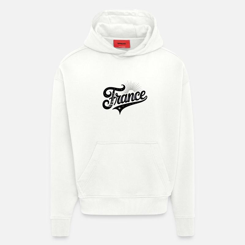 France - Souvenir Design - Sweat à capuche bio épais oversize fabriqué en UE - OFF WHITE