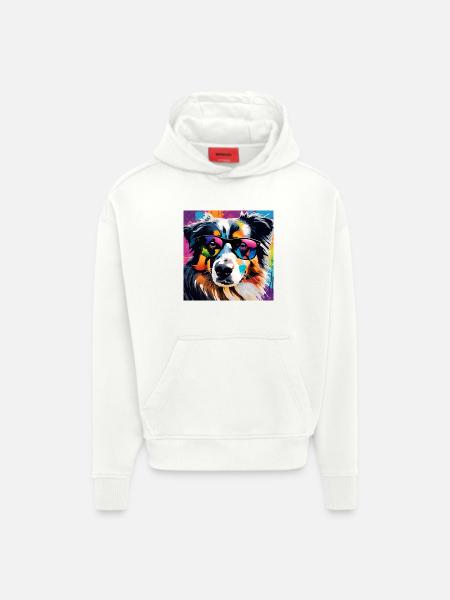 Australian Shepherd bunt Aussi - Hoodie- made by SPREAD - OFF WHITE