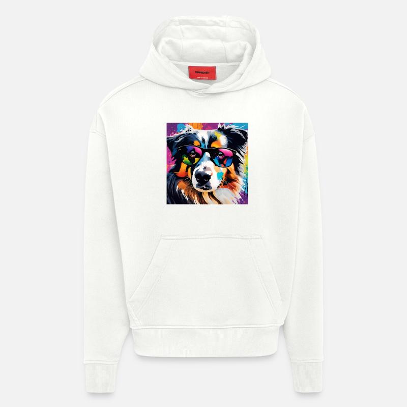 Australian Shepherd bunt Aussi - Hoodie- made by SPREAD  - OFF WHITE