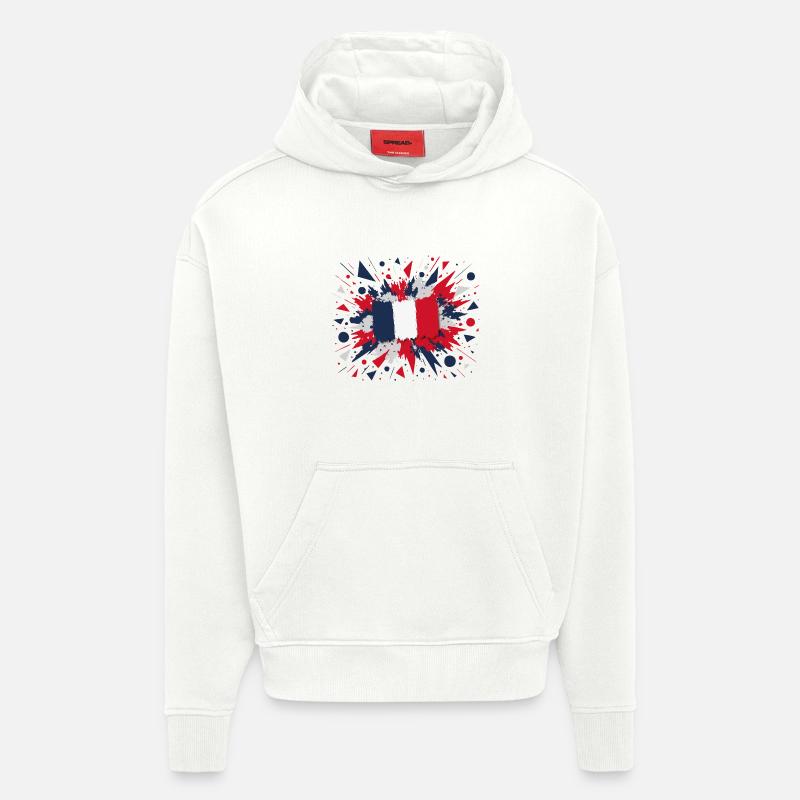 Französische Flagge Farbspritzer Design - Hoodie- made by SPREAD  - OFF WHITE