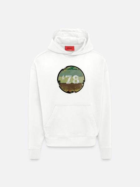 Millésime 1978 Année de naissance - Sweat à capuche bio épais oversize fabriqué en UE - OFF WHITE