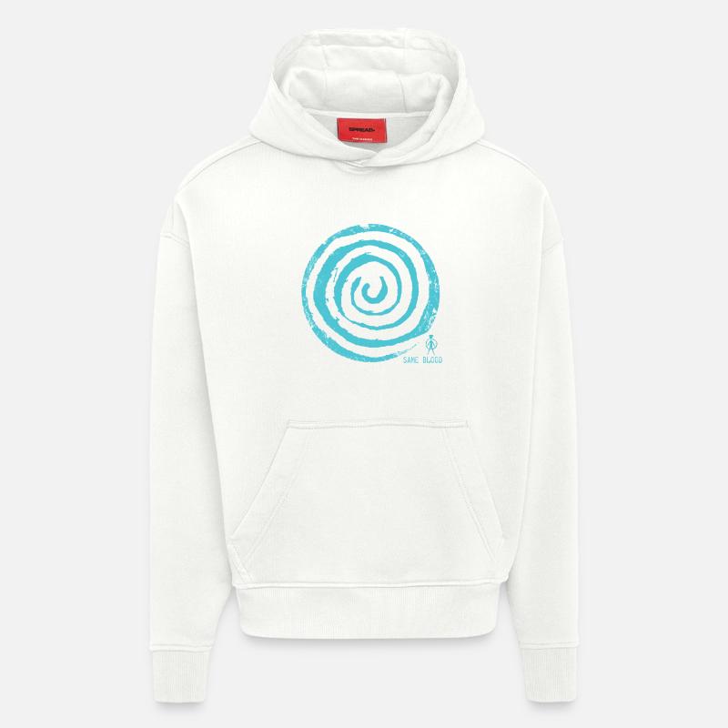 Spirale abstraite en bleu - Sweat à capuche bio épais oversize fabriqué en UE - OFF WHITE
