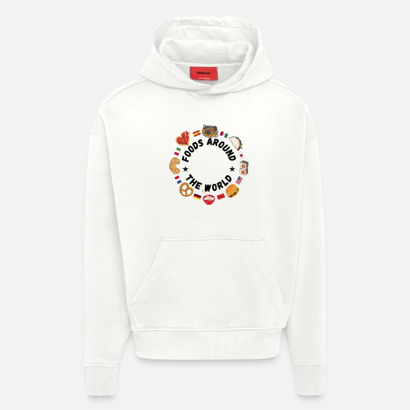 Nourriture du monde entier - Sweat à capuche bio épais oversize fabriqué en UE - OFF WHITE