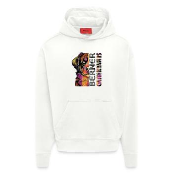 Farverig Berner Sennenhund - Heavyweight oversized organic hoodie made in EU - OFF WHITE - Foran