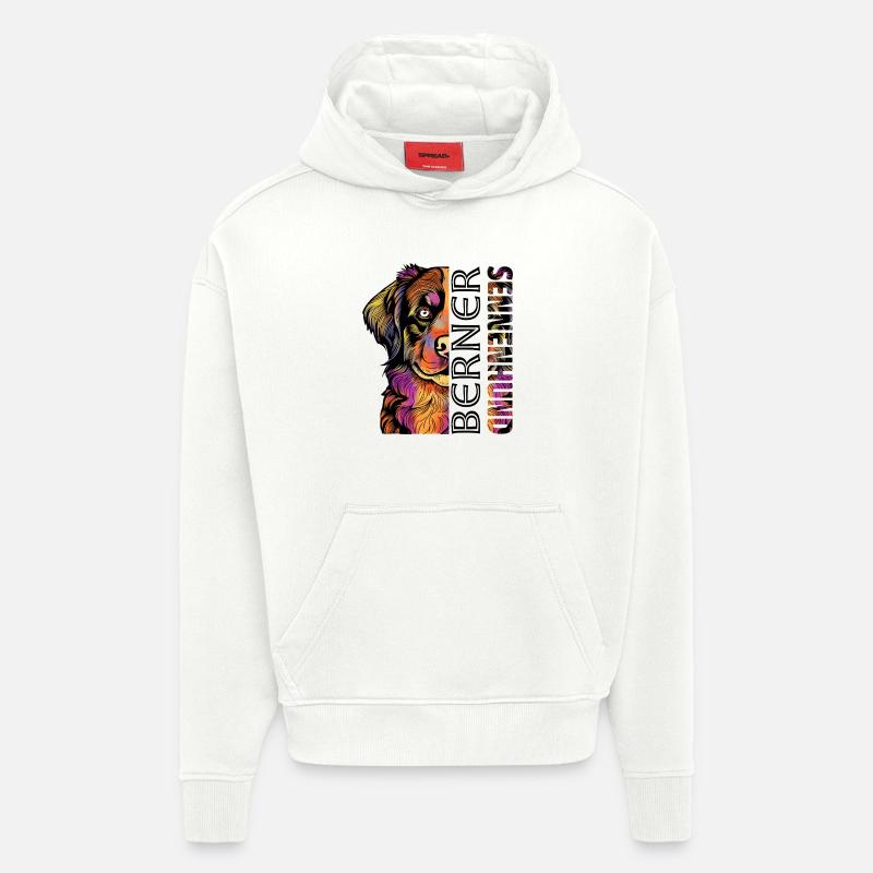 Bouvier bernois coloré - Sweat à capuche bio épais oversize fabriqué en UE - OFF WHITE