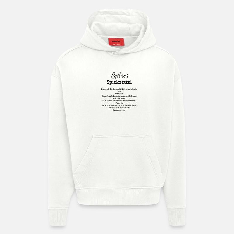 Lehrer Spickzettel, lustiges Geschenk für Lehrerin - Sweat à capuche bio épais oversize fabriqué en UE - OFF WHITE