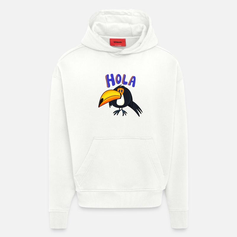 Hola Toucan - Sweat à capuche bio épais oversize fabriqué en UE - OFF WHITE