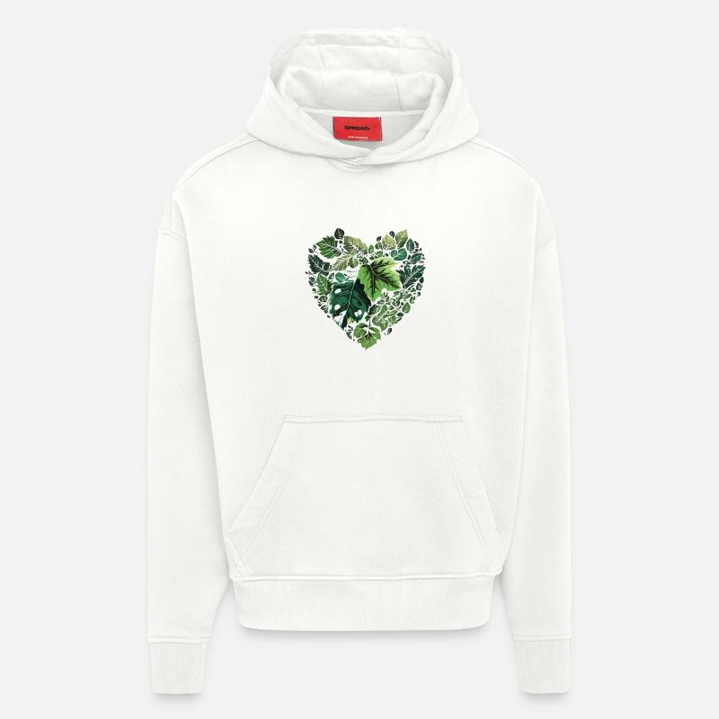 Leaf Heart Nature Pattern - Hoodie- made by SPREAD  - OFF WHITE