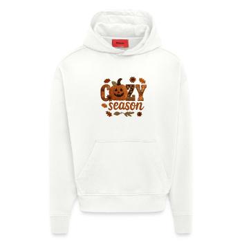 Gemütliches Kürbis-Patchwork - Hoodie- made by SPREAD  - OFF WHITE - Vorne