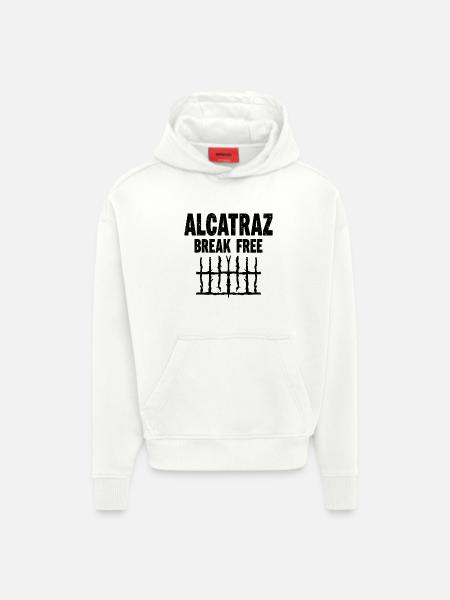 Alcatraz Break Free Prison Humor - Heavyweight oversized organic hoodie made in EU - OFF WHITE
