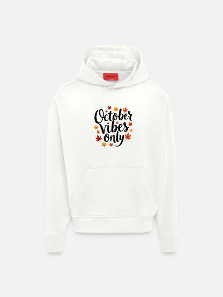 October Vibes Only Autumn Saying - Hoodie- made by SPREAD - OFF WHITE