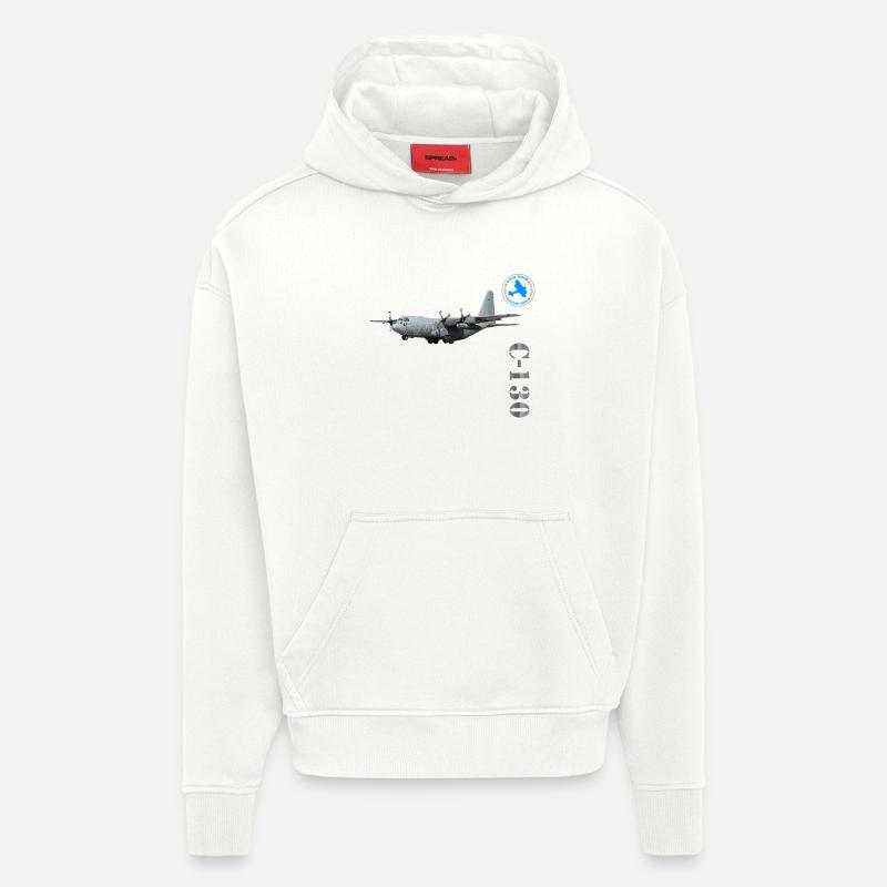 Avion de transport C-130 - Sweat à capuche bio épais oversize fabriqué en UE - OFF WHITE