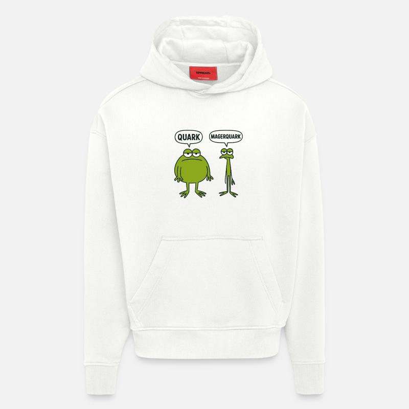 Duo de grenouilles quarks - Sweat à capuche bio épais oversize fabriqué en UE - OFF WHITE