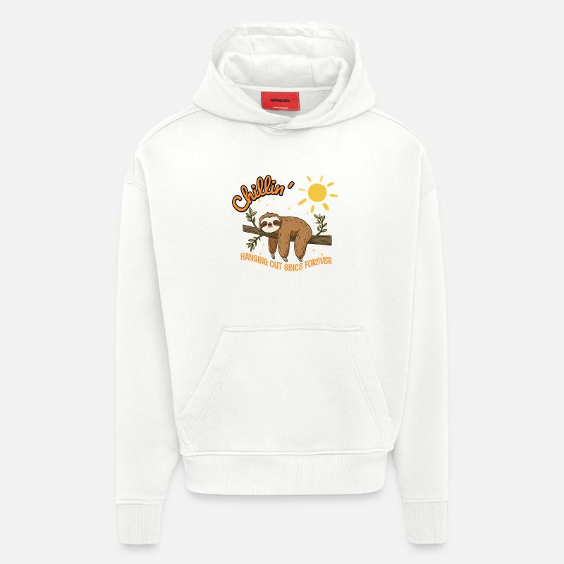 Sloth – Chillin' - Traîner depuis toujours - Sweat à capuche bio épais oversize fabriqué en UE - OFF WHITE
