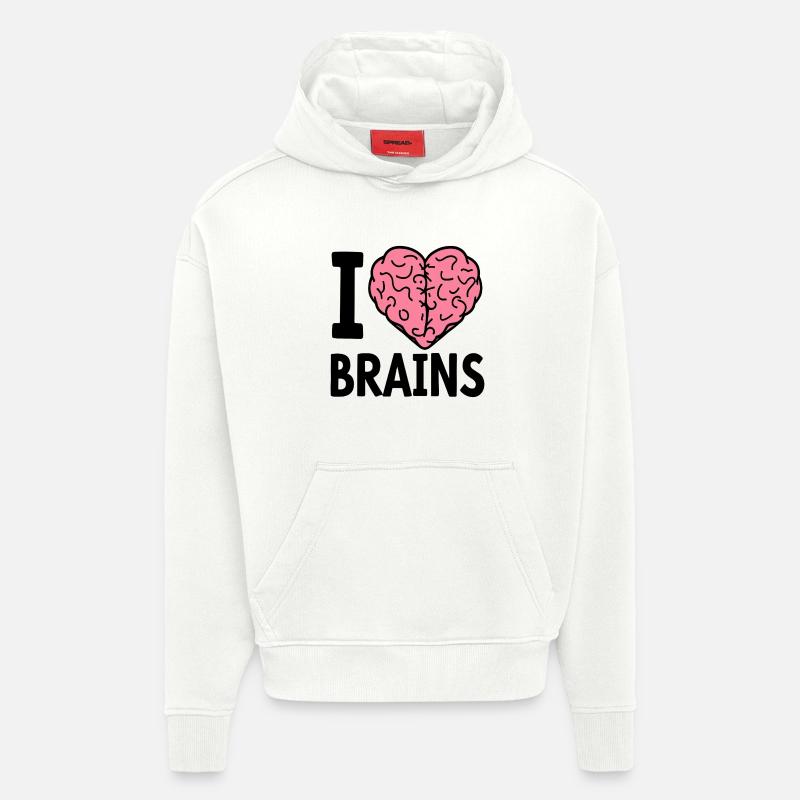 J’aime le dicton zombie de Brains - Sweat à capuche bio épais oversize fabriqué en UE - OFF WHITE