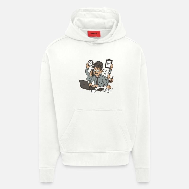 Le travailleur multi casquettes - Sweat à capuche bio épais oversize fabriqué en UE - OFF WHITE