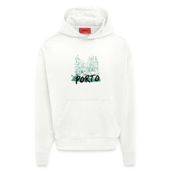Porto historisches Zentrum Straßenbahn Illustration - Hoodie- made by SPREAD  - OFF WHITE - Vorne