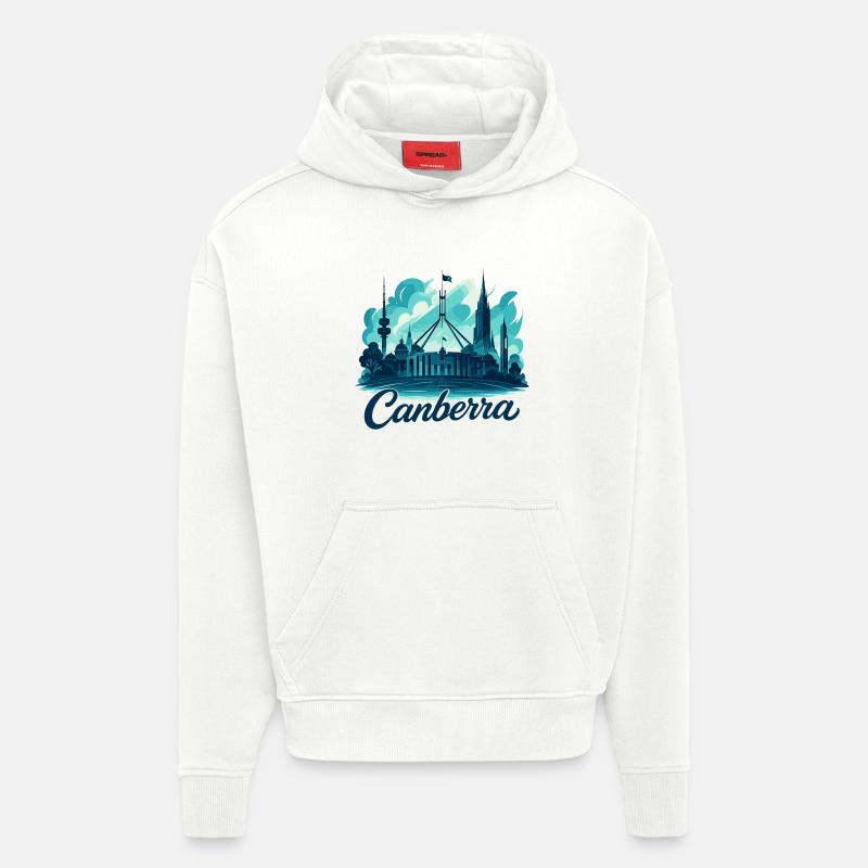 Canberra Capital Australie Cadeau maritime - Sweat à capuche bio épais oversize fabriqué en UE - OFF WHITE