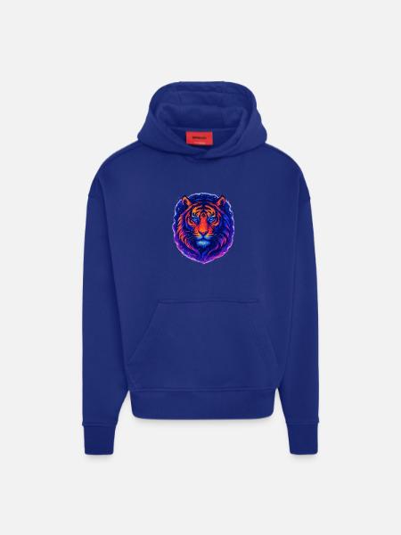 Neon Tiger Kunst Design – Wilder Blick - Hoodie- made by SPREAD - OFF WHITE