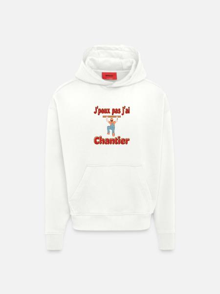 J'peux pas j'ai Chantier - Sweat à capuche bio épais oversize fabriqué en UE - OFF WHITE