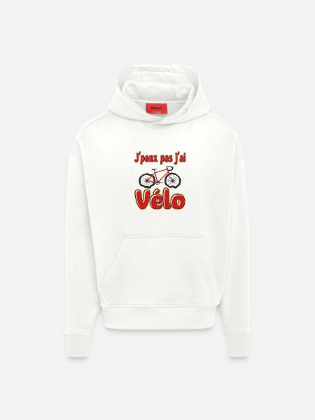 J'peux pas j'ai Vélo - Sweat à capuche bio épais oversize fabriqué en UE - OFF WHITE