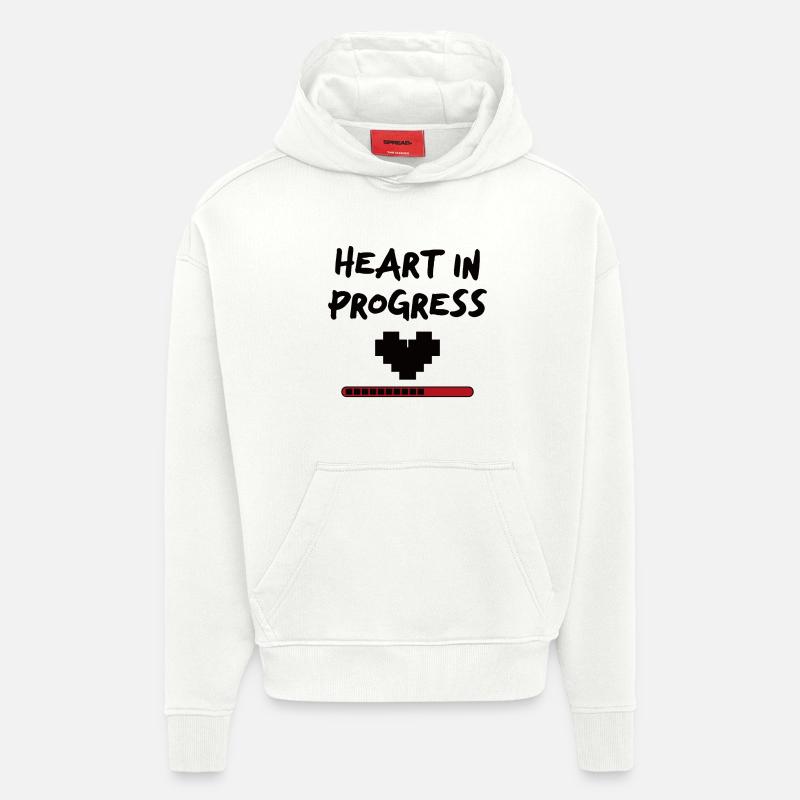 HEART IN PROGRESS Statement - Hoodie- made by SPREAD  - OFF WHITE
