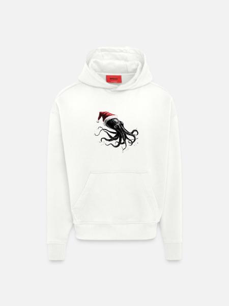 Weihnachtskrake mit Weihnachtsmütze - Hoodie- made by SPREAD - OFF WHITE