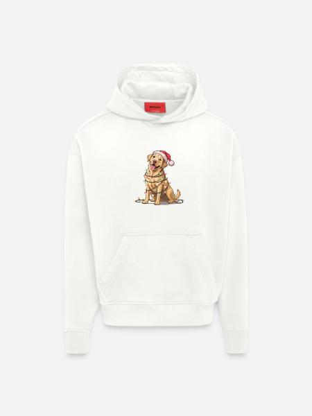 Festive dog with fairy lights - Hoodie- made by SPREAD  - OFF WHITE