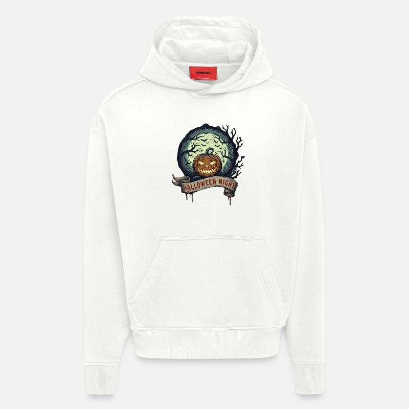 Halloween Pumpkin in the Moonlight - Hoodie- made by SPREAD  - OFF WHITE
