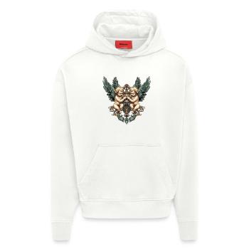 Zwillings-Cherub-Flügel verziertes Herzwappen - Hoodie- made by SPREAD  - OFF WHITE - Vorne