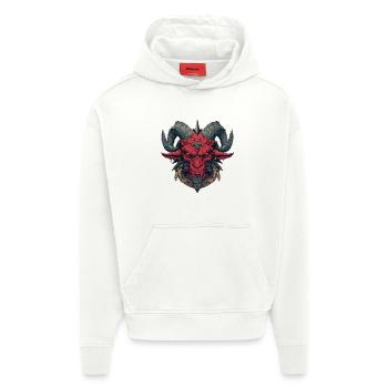Roter Dämon Gehörntes Wappen - Hoodie- made by SPREAD  - OFF WHITE - Vorne