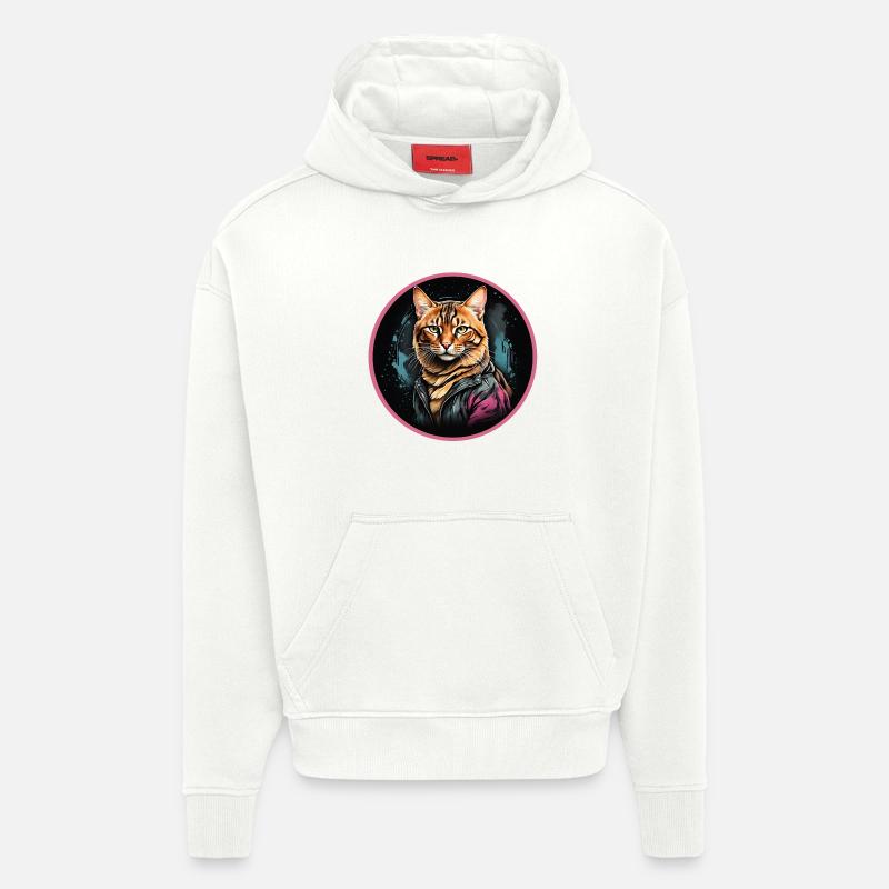 leopard cat - Hoodie- made by SPREAD  - OFF WHITE