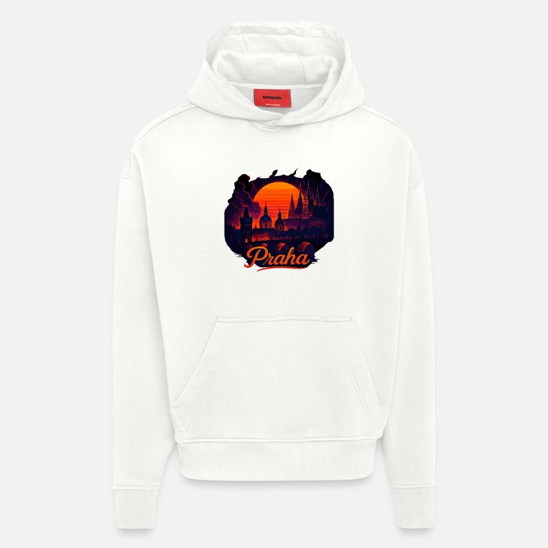 Praha Abendlicht Skyline Abendrot Geschenk - Hoodie- made by SPREAD  - OFF WHITE