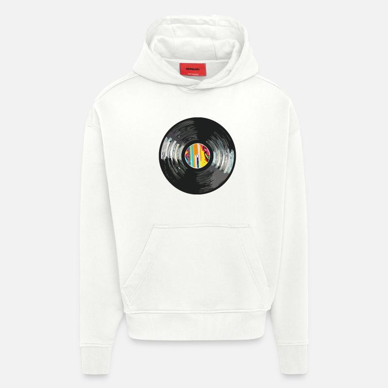 Vinyl_5 - Sweat à capuche bio épais oversize fabriqué en UE - OFF WHITE