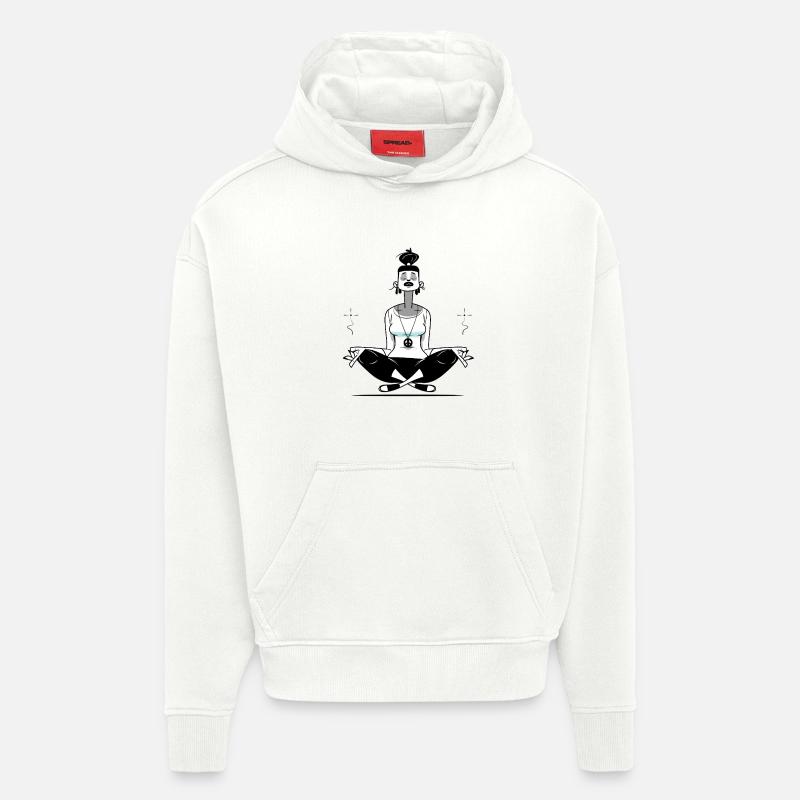 Méditer - Sweat à capuche bio épais oversize fabriqué en UE - OFF WHITE