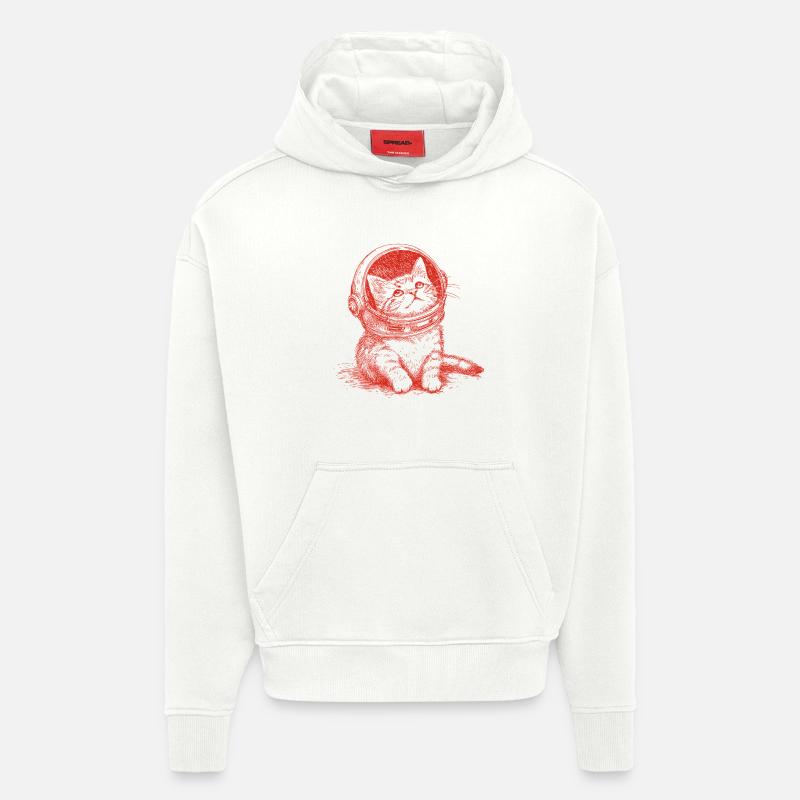 Astro Kitty - Sweat à capuche bio épais oversize fabriqué en UE - OFF WHITE