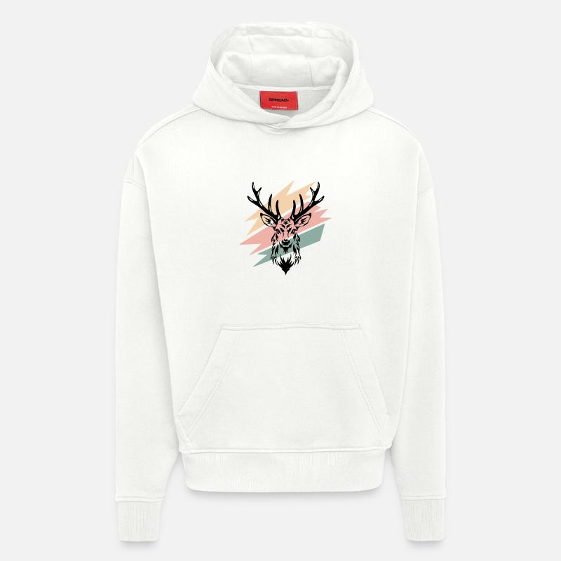 Cerf - Sweat à capuche bio épais oversize fabriqué en UE - OFF WHITE