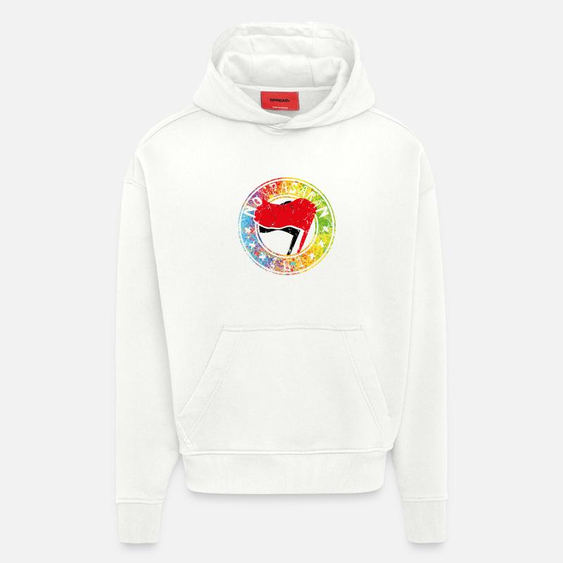 Non Pasaran 161 - Sweat à capuche bio épais oversize fabriqué en UE - OFF WHITE