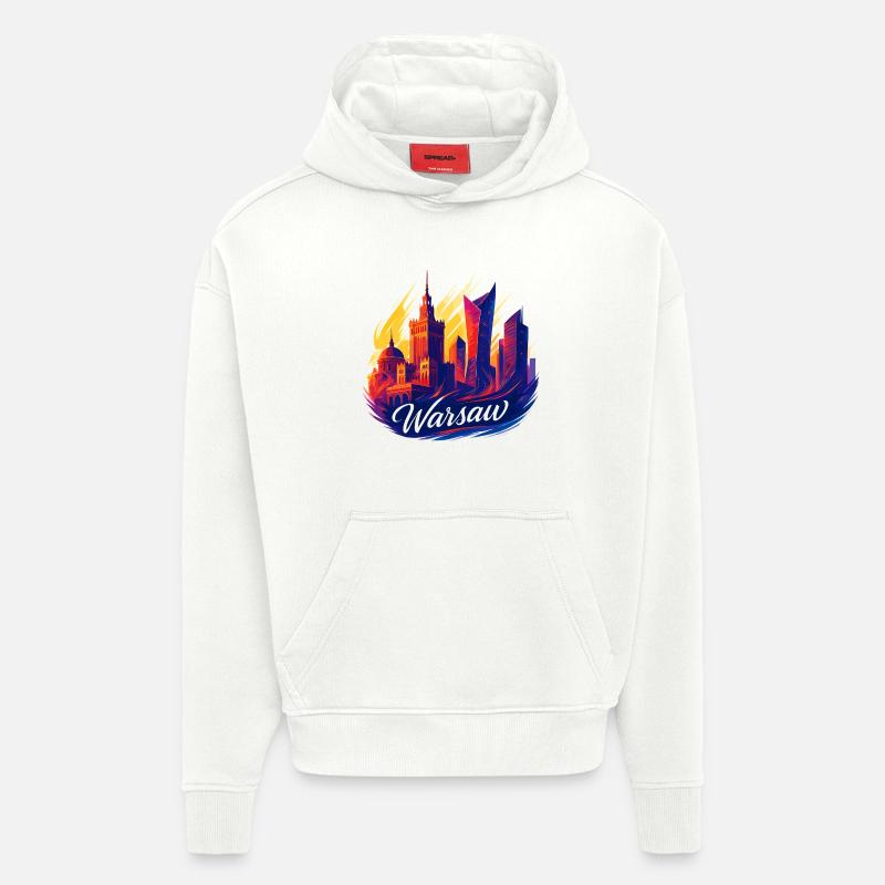 Varsovie, magnifique capitale, Pologne, Polska, Gesche - Sweat à capuche bio épais oversize fabriqué en UE - OFF WHITE